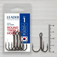 Гачки трійники Leader Round Treble, 3шт/уп, № 1
